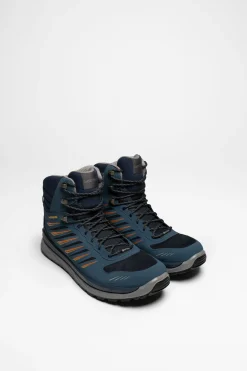 Wanderschuhe>Lowa Axos GTX Mid Herren (Stahlblau/Orange)