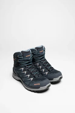 Wanderschuhe>Lowa Innox Pro GTX Mid Ws Damen Stahlblau/Lachs