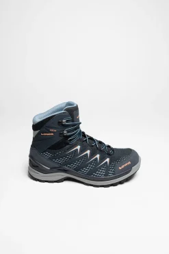 Wanderschuhe>Lowa Innox Pro GTX Mid Ws Damen Stahlblau/Lachs