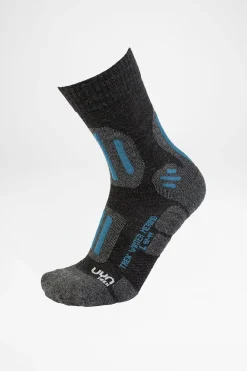 Socken>UYN Trekking Winter Merino Herren (Anthracite Melang/ Petrol Blue)